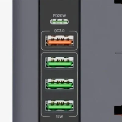 Porodo Multi-Port Power HUB 4 USB-A-USB-C Ultimate Home - Office Kit 2M - Gray